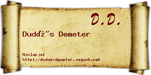 Dudás Demeter névjegykártya